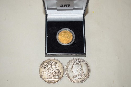 Lot 357 - A Victorian gold sovereign, 1895, boxed;...