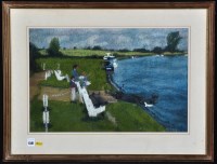 Lot 1541 - Ross Hickling - ''The Thames at Cookham'',...