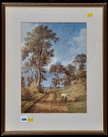Lot 1546 - Charles Deane - a rural landscape with sheep,...