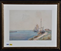 Lot 1569 - William Knox - sailing barges at moorings,...