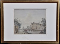 Lot 1640 - Jan Matthias Cok - a canal scene with anglers...