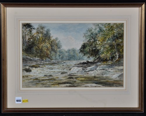 Lot 1693 - Edward Tucker - a river view in Cumbria,...
