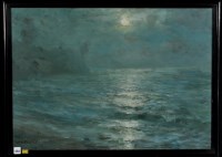 Lot 1751 - John Falconar Slater - moonrise over the sea,...