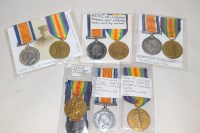Lot 594 - Five pairs of WWI General Service Medals,...