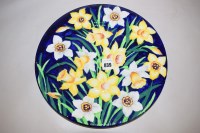 Lot 839 - A Maling 'Daffodil' plate, on cobalt blue...
