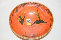 Lot 853 - A Maling bowl, decorated with birds, orange...