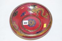 Lot 854 - A Maling 'Lotus' bowl, dragon pattern on red...