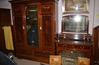 Lot 1241 - An Edwardian inlaid mahogany part bedroom...