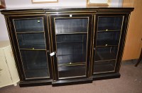 Lot 1279 - A Victorian ebonised breakfront bookcase, the...