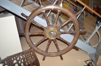 Lot 1289 - A large 19th Century brass mounted ships wheel,...