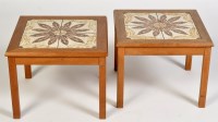 Lot 944 - A pair of Danish teak and tiled top occasional...