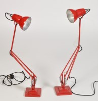 Lot 974 - Two model 1227 anglepoise desk lamps red,...