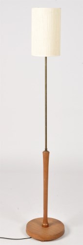 Lot 980 - A Vintage teak and brass lamp standard, c.1970'...