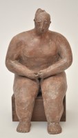 Lot 1049 - A Studio Pottery terracotta seated figure,...
