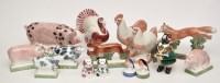 Lot 1054 - Rye Pottery: figures of farmyard animals, to...