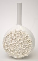 Lot 1066 - Lladro: a flower tapestry vase, in cream glaze,...