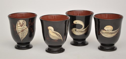 Lot 1070 - Yeo: a set of four ceramic cups decorated with...