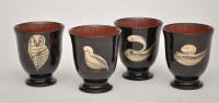 Lot 1070 - Yeo: a set of four ceramic cups decorated with...