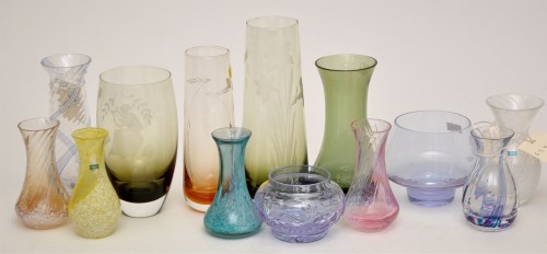 Lot 1082 - Caithness glassware, to include: a moss green...