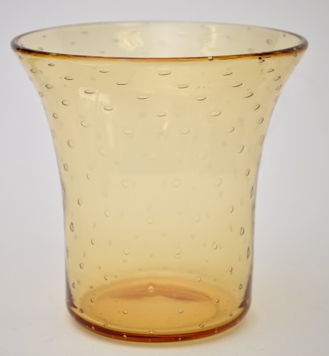 Lot 1085 - An amber coloured glass vase, with internal...