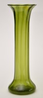 Lot 1086 - An elongated green glass vase, with flared rim,...