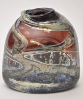 Lot 1093 - Samuel Herman: a blue glass vase, of swollen...