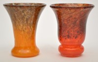 Lot 1095 - An orange and brown mottled glass flared vase,...