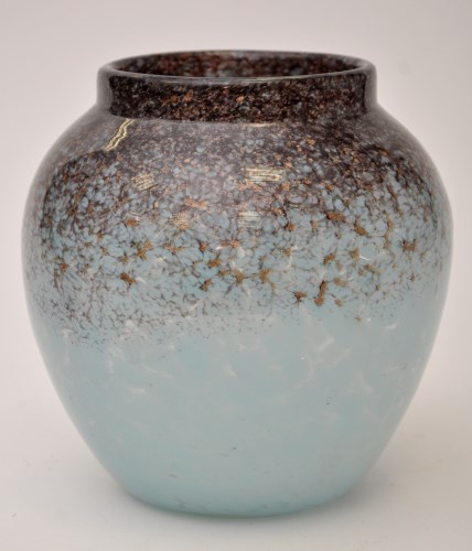 Lot 1098 - Monart: a glass ovoid form vase, with mottled...