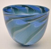 Lot 1100 - Charlie Meaker: a glass vase, with blue and...
