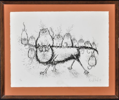 Lot 1142 - Ronald Searle - ''Cats'', signed and dated...