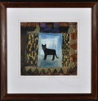 Lot 1207 - **** Roberts - black cat, signed, gouache and...