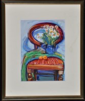 Lot 1208 - Mary Gallagher - ''Still-life on a chair'',...
