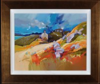 Lot 1239 - Jim Wilie - ''Good Drying Day, Scarp'', signed;...