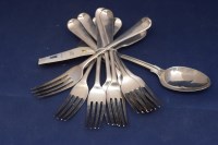 Lot 80 - A set of nine George IV silver forks, by...