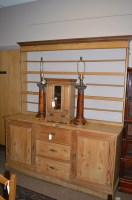 Lot 731 - A stripped pine dresser, the three-tier delft...