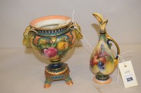 Lot 328 - A Royal Worcester vase, hand-painted floral...