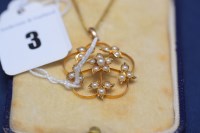 Lot 3 - An Edwardian yellow metal and seed pearl...