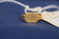 Lot 126 - An 18ct. yellow gold signet ring, ring size Q,...