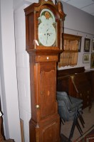 Lot 676 - A 19th Century inlaid oak longcase clock with...