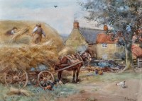 Lot 37 - John Atkinson (1863-1924) A horse cart in a...
