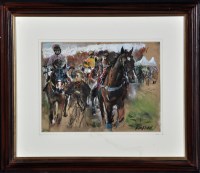 Lot 67 - Jay Boyd Kirkman (1958- ) Race horses led from...