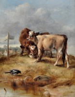 Lot 145 - George William Horlor (1849-1895) Three calves...