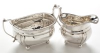 Lot 188 - A George V silver sugar bowl and cream jug, by...