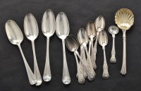 Lot 271 - Three George II silver tablespoons, by...