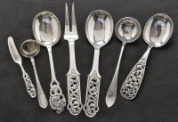 Lot 320 - A Norwegian silver salad spoon and fork, by...