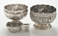 Lot 321 - Two Indian white metal bowls, one depicting...