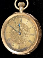 Lot 339 - An 18k open faced pocket watch, with matted...