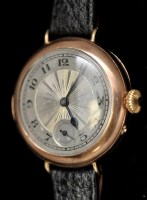 Lot 342 - A 1920's 9ct. gold cased wristwatch, with...