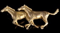 Lot 380 - A 9ct. yellow gold brooch of two galloping...