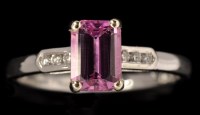 Lot 393 - A pink sapphire and diamond ring, the...